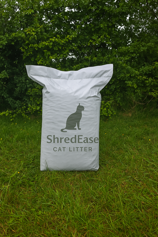 ShredEase Cat Litter – soft, low-dust cardboard-based litter in eco-friendly packaging
